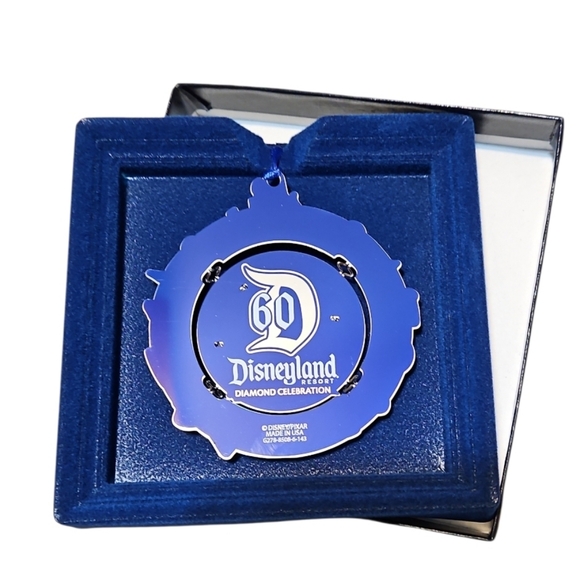 New Disneyland 60 Diamond Celebration  Silver and Blue Multi Ornament - Picture 3 of 6